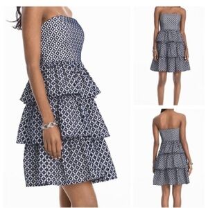 White House Black Market strapless tiered eyelet mini dress